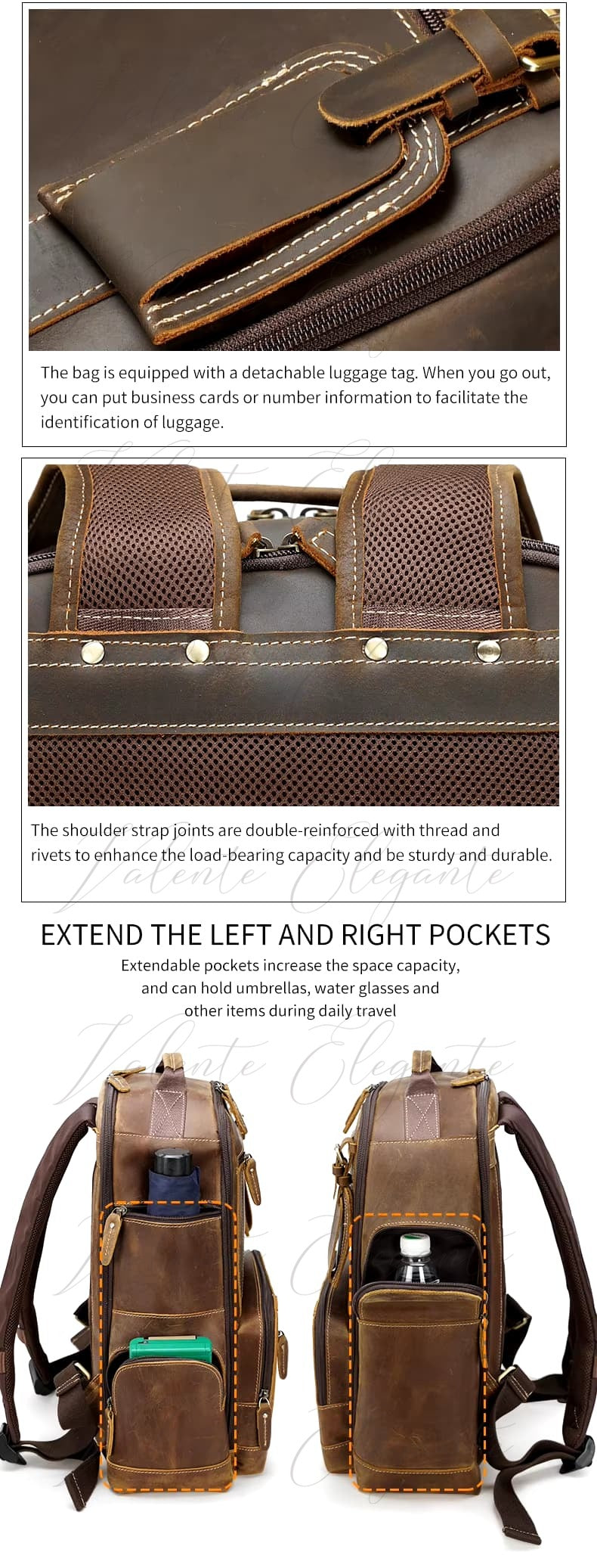 Ryggsekk av lær Valente Elegante