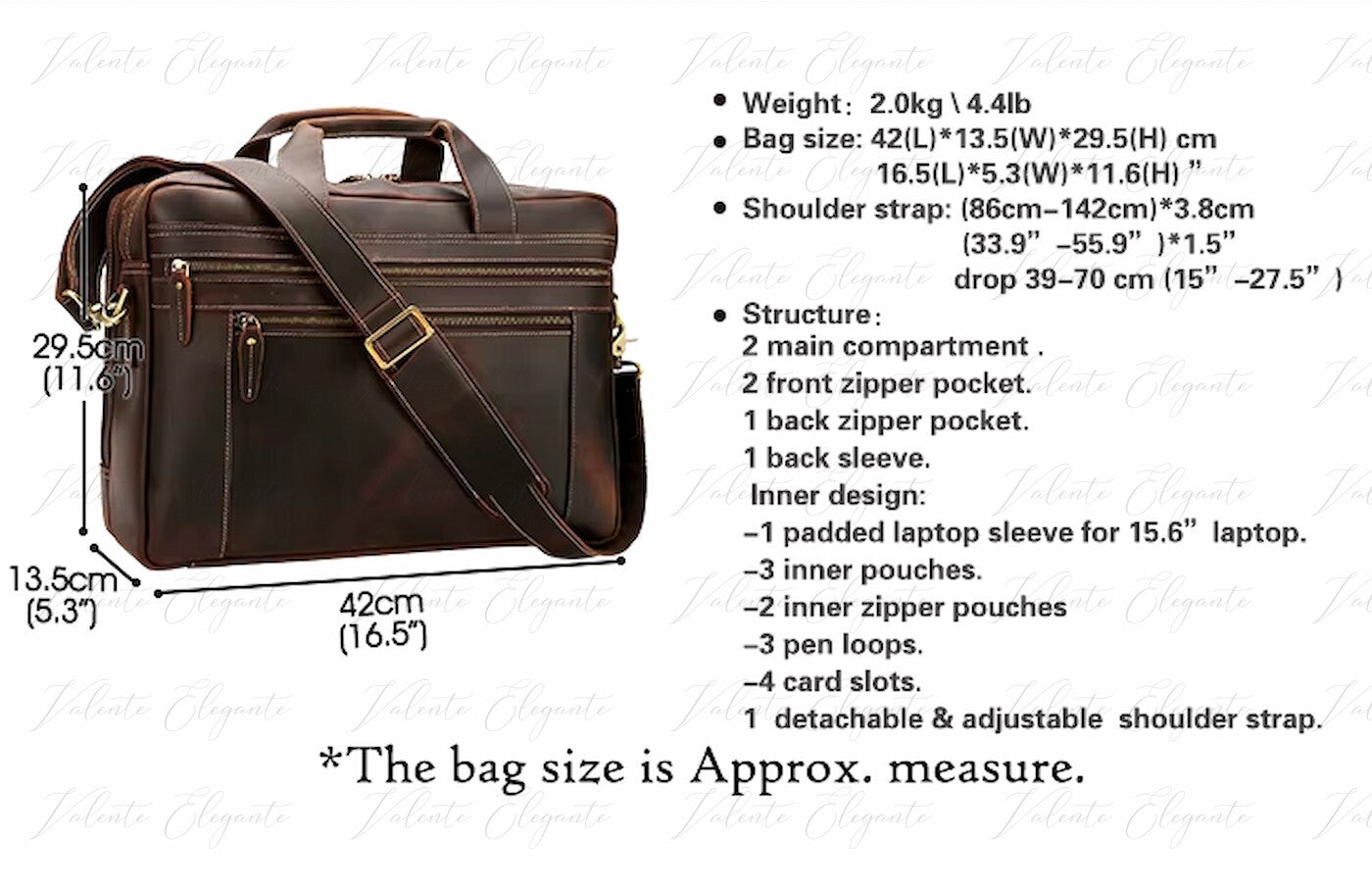 Dokument- og PC-veske av lær Valente Elegante® - Valente Elegante Leather