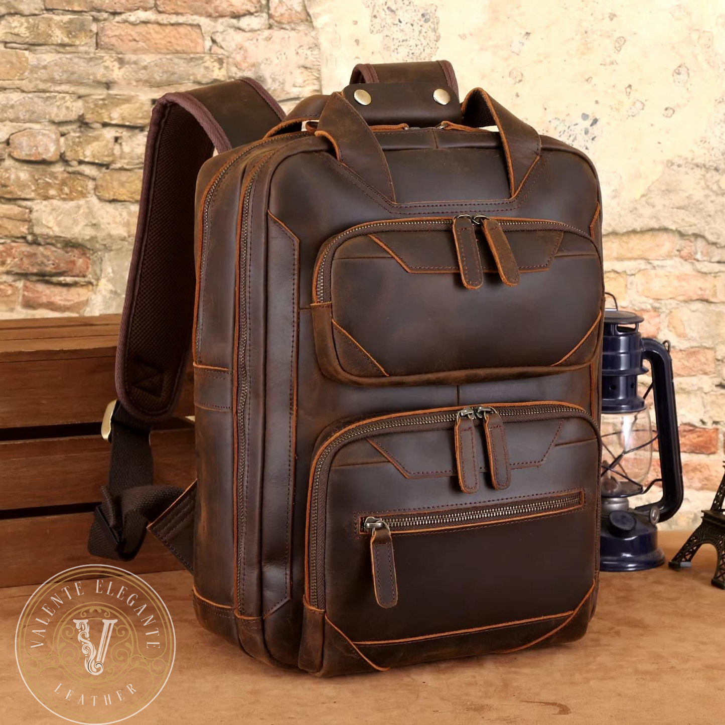 Ryggsekk av lær Valente Elegante