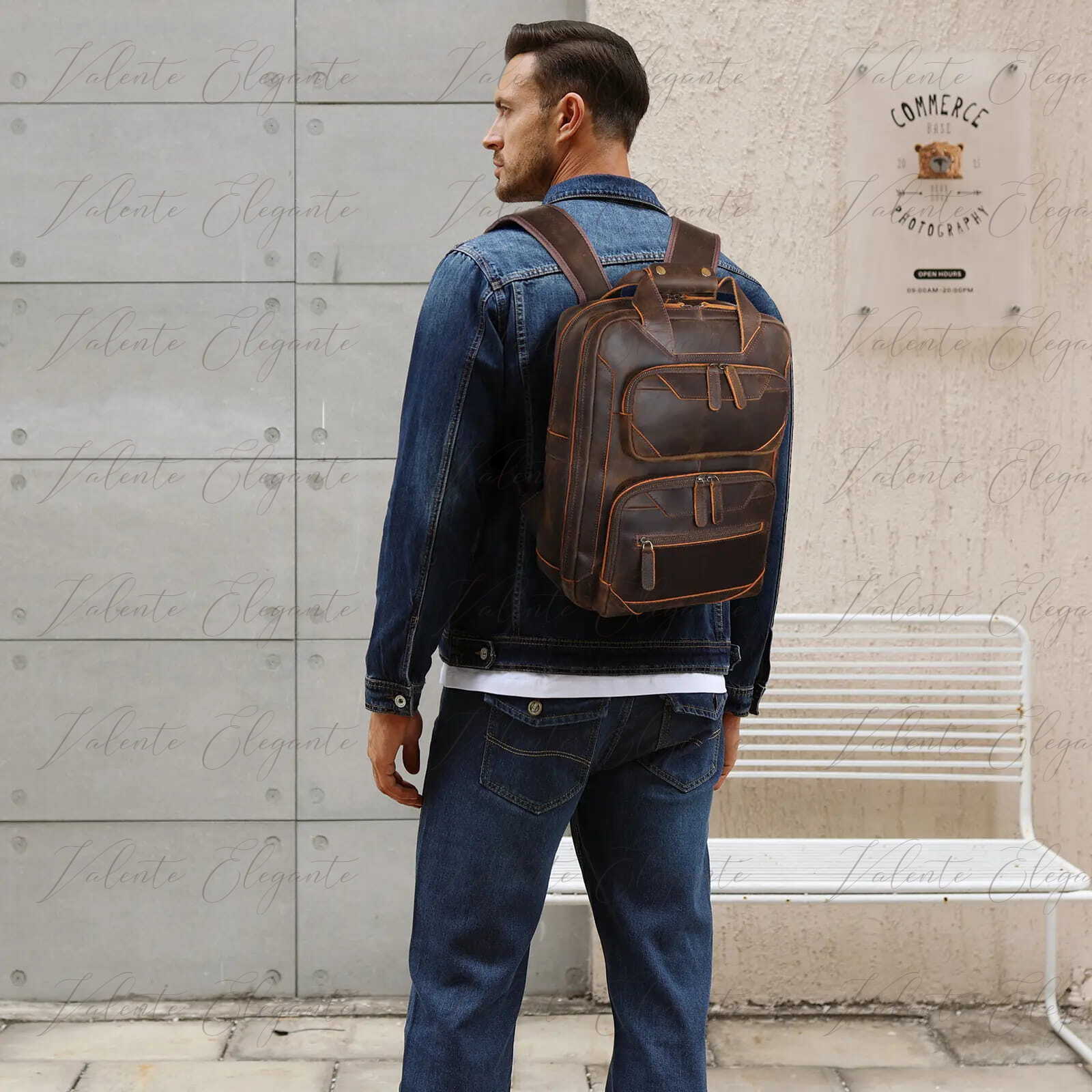 Ryggsekk av lær Valente Elegante