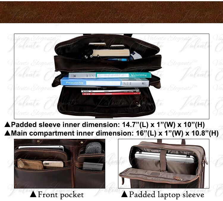 Dokument- og PC-veske av lær Valente Elegante® - Valente Elegante Leather