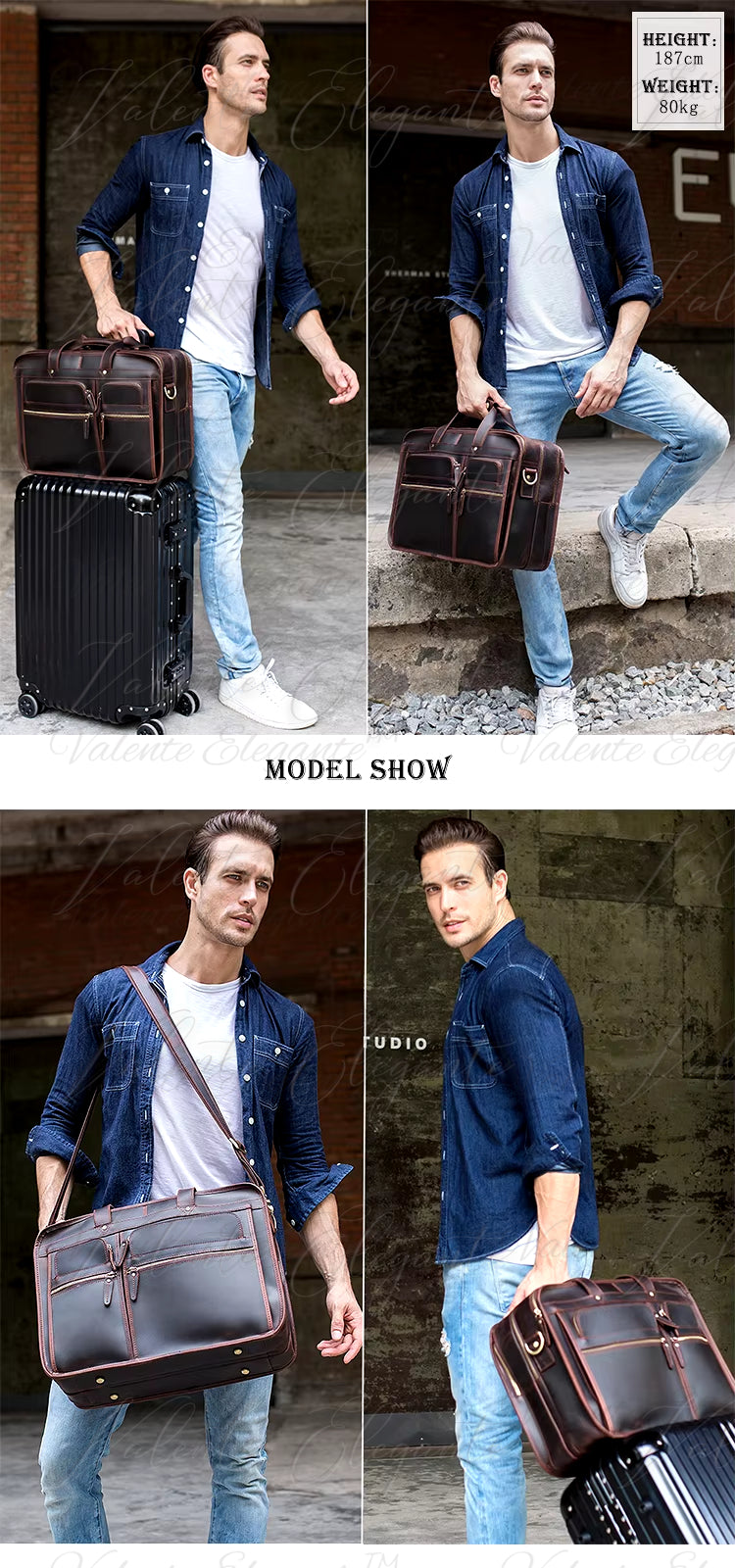 Dokument- og PC-veske av lær Valente Elegante® - Valente Elegante Leather