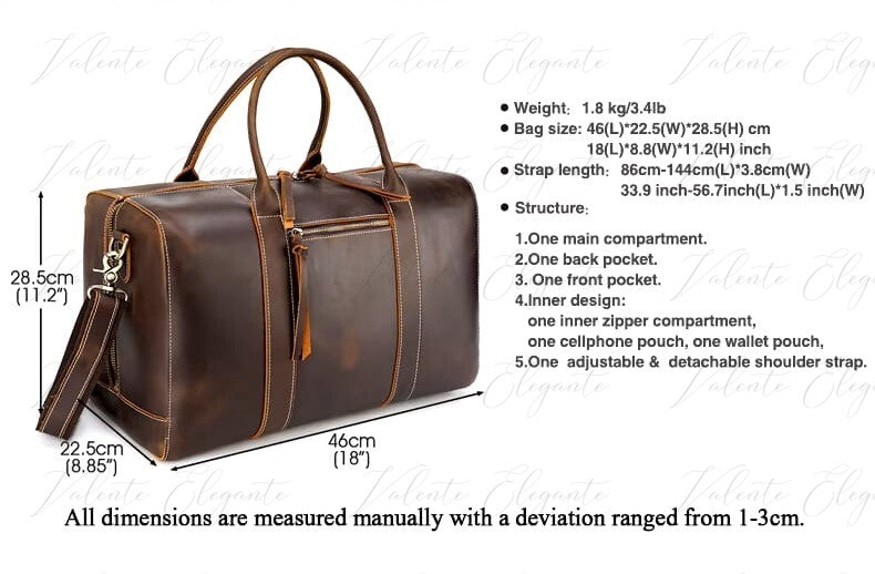 Reiseveske av lær Valente Elegante® - Valente Elegante Leather