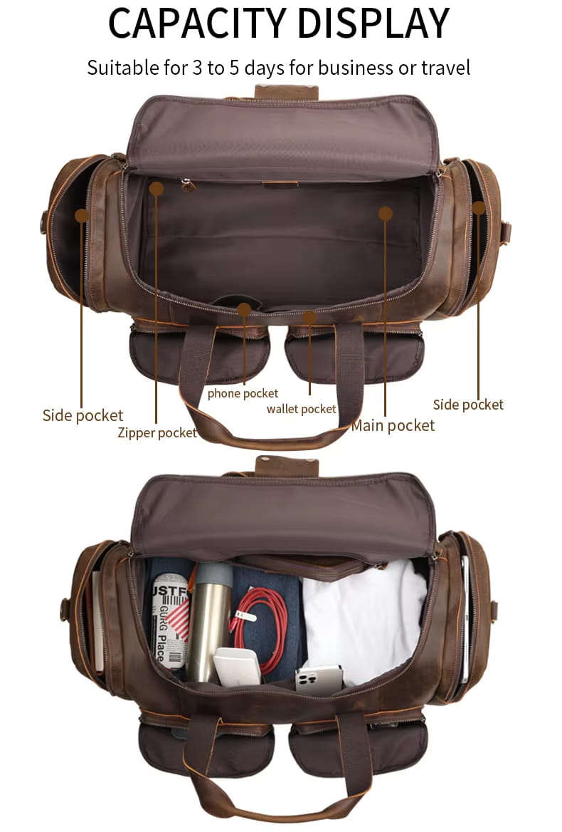 Weekendbag Valente Elegante av lær