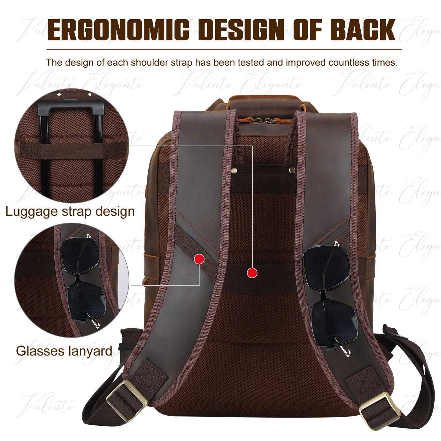 Ryggsekk av lær Valente Elegante