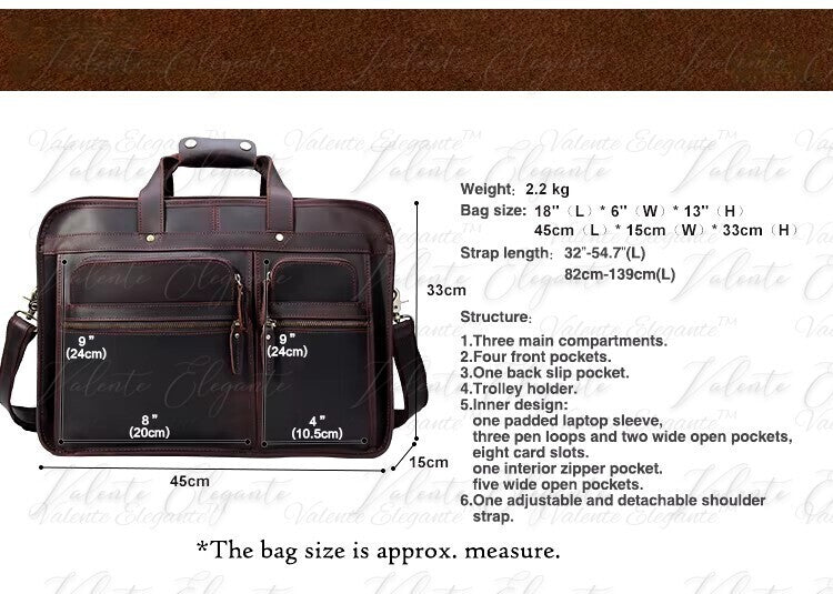 Dokument- og PC-veske av lær Valente Elegante® - Valente Elegante Leather